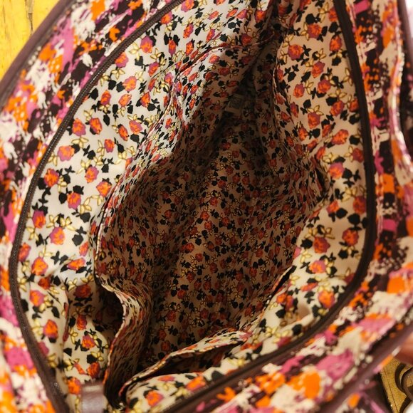 Vera Bradley Classic Tote Bag Houndstooth Tweeds Pink Orange Brown Quilted Retir - Picture 7 of 8